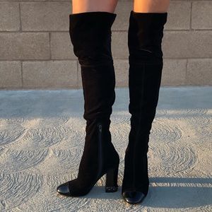Guess Velvet Over the knee Black Boots 7